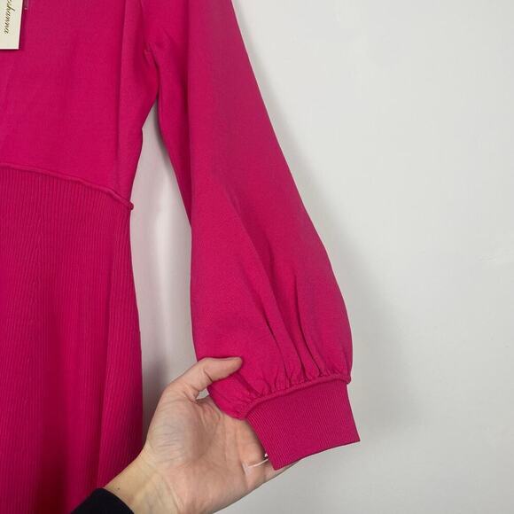 Shoshanna Julia Long-Sleeve Knit Minidress pink size Medium - Picture 4 of 8